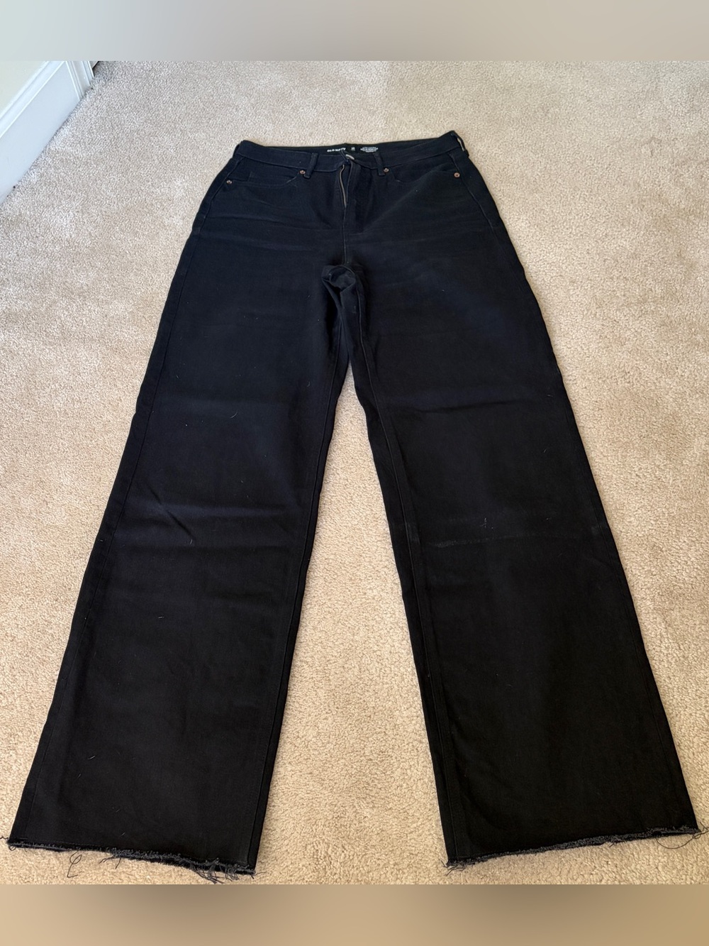 Old Navy Extra High Rise Sky-Hi Wide Leg Black Jeans - 10 tall